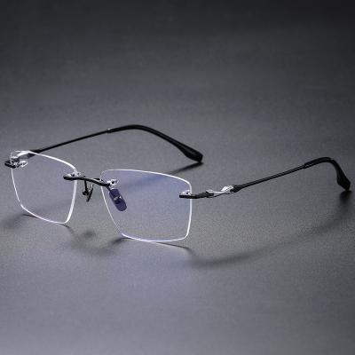 China High Quality Titanium Rimless Optical Eye Glasses Retro Eye Sight Glasses For Men And Woman CS80818 for sale