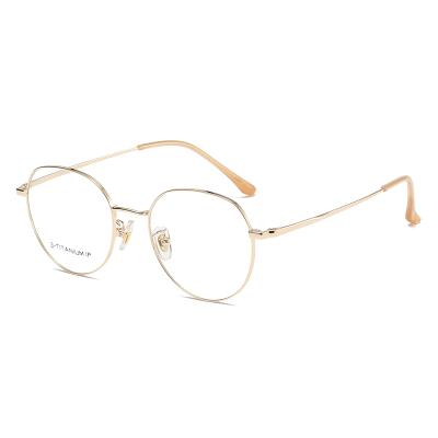 China For Hot Selling Cheap Hinge Reading Glass Anti Reading Glass Blue Smooth Gold Round Titanium Metal Mini Reading Glasses for sale