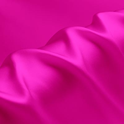 China Breathable Plain Pure Silk Charmeuse 114cm Silk Fabric 19mm Width No.55 Silk Hot Pink Bright Color for sale