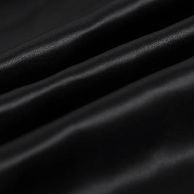 China Spandex Silk Stretch Satin Fabric 140cm Width Black Color 16mm Silk Favric Breathable for sale