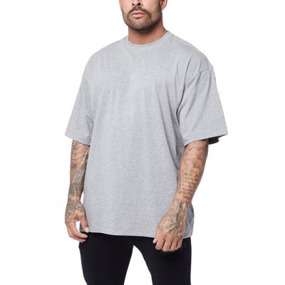 China Breathable Cotton Gray Baggy Oversized Tshirt Heavyweight Custom Made Mens Anti-Shrink Gym Brand Clothing Suit for sale