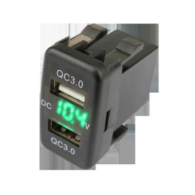 China NEW Toyota etc. A77QC 12V -24V Dual QC3.0 USB Charger Plug With Voltmeter For OLD Toyota for sale