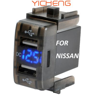 China Nissan Dual USB Port Adapter 12V-24V 3.1A Nissan USB Charger with Voltmeter for sale