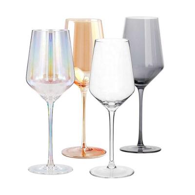 China Have In Stocked Luxury Handmade Plating Colored Crystal Red Wine Glasses Goblet Glass Wine Glass For Wedding Party Banquet for sale