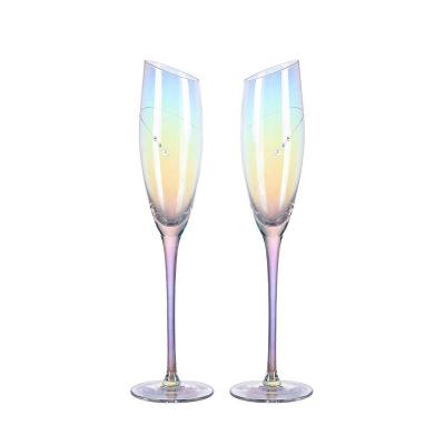 China Stock Champagne Flutes Gift Box Lead Crystal Clear Glass Set Tall Premium Free Perfect Champagne Glasses For Valentine's Day for sale