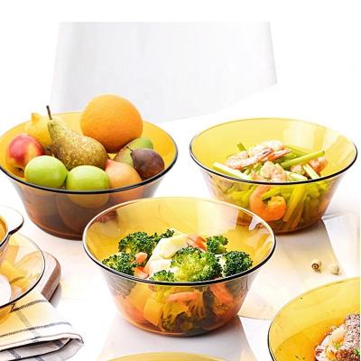 China New Arrival Amber Glass Salad Bowl Glass Dessert Bowl Stocked Glass Fruit Bowl for sale