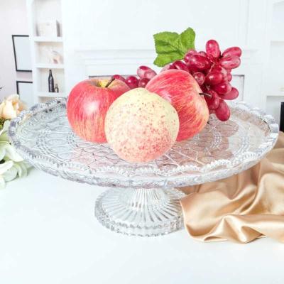 China 13 Inch Bohemia Style Table Decoration Fruit Dessert Dish Glass Cake Stand Cake Stand Ice Stocked for sale