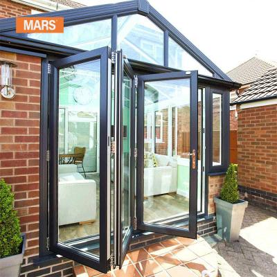 China New Foshan High Standard Aluminum Folding Patio Villa Mars Villa Bifold Doors With Double For Home for sale