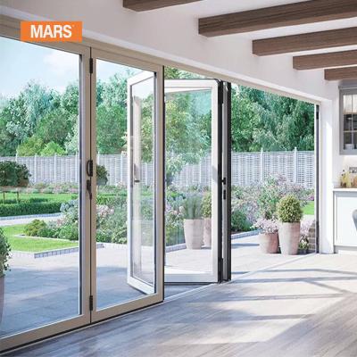 China Hot sale Mars aluminum thermal glass break accordion window folding bifold folding doors for sale