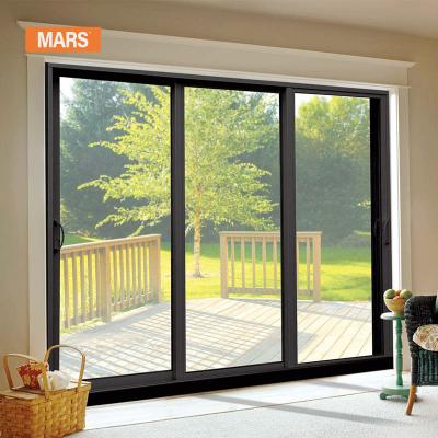 China Latest Design Aluminum Alloy Tempered Glass Electric Control Commercial Black Inherent Memory Front Sliding Door Double Windproof for sale