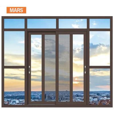 China New Mars High Standard Double Glazed House Thermal Break Magnetic Insulated Aluminum Sliding Windows for sale