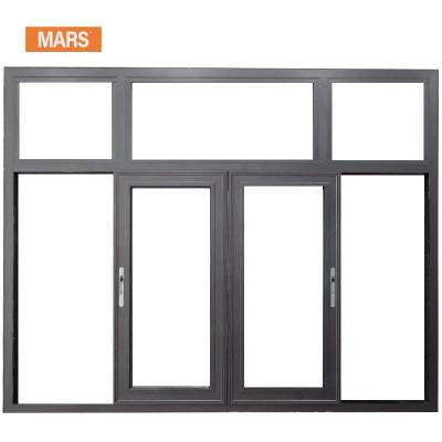 China Hot Sale Mars 75mm Three Way Aluminum Frame Large Double Magnetic Screen Stained Glass Sliding Window For Project for sale