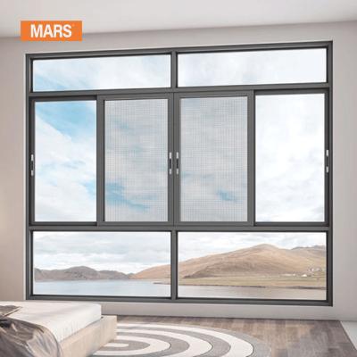 China Magnetic Hot Sale Modern Bedroom Screen Magnetic Aluminum Alloy Profile Frame Sliding Window Double Glazed Stained Glass Windows With Grille Design for sale