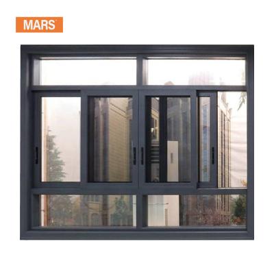 China Mars High Quality Light Gray Aluminum Magnetic Screen New Long Double Glazed Commercial Sliding Windows for sale