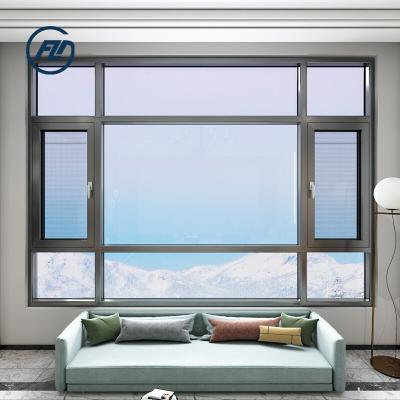 China Magnetic Screen Mars Design New Large Aluminum Frame Double Glazed Casement Tempered Glass Windows for sale