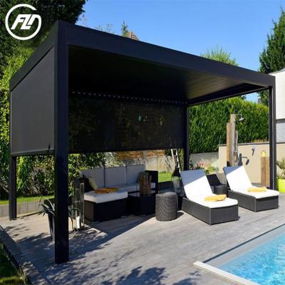 China Aluminum Luxury Modern Outdoor Garden Pergola Waterproof Easily Assembled Gazebo With Sliding Glass Doors for sale