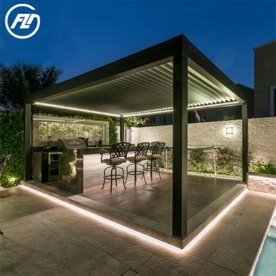 China Easily Assembled Adjustable Outdoor Garden Gazebo Customized Modern Aluminum Pergola Bioclimatic Motorized Glass Pergola for sale