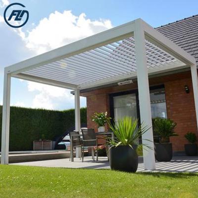 China Easily Assembled Automatic Pergola Aluminum Waterproof Pergola Motorized Folding Louvered Roof Bioclimatic Pergola for sale