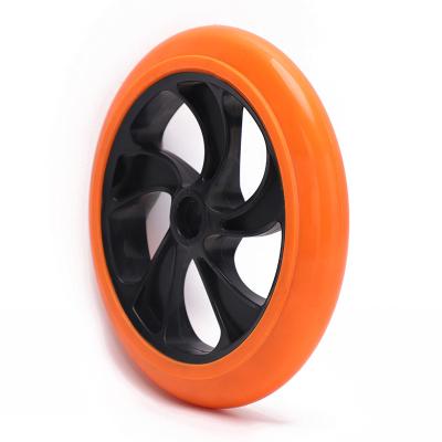 China Frontier Durable Exclusive Supply PU Colorful Flashing Orange Medium Duty Casters 6 Inches Wheel for sale