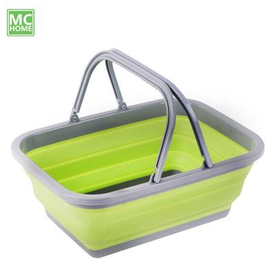 China Large Storage Outdoor Camping Portable Folding Picnic Basket Folding Basin With Sturdy Handle Bucket for sale