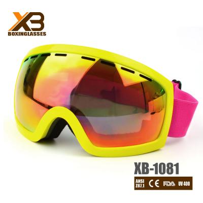 China anti-UV snow goggles colorful silicone ski goggle crosscountry prescription snowboard glasses for sale