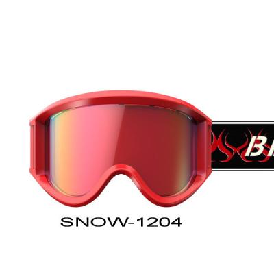 China Red Simple Adult Anti Fog Snow Boarding Goggles for Womens , Mens for sale