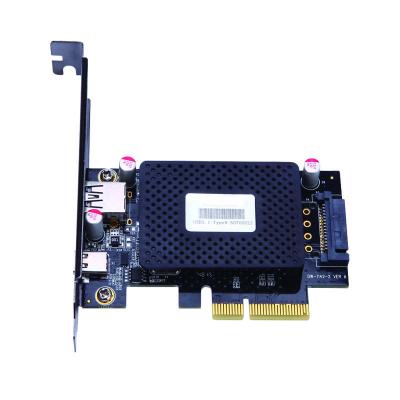 China PCBA + Metal ASMedia ASM1142 Based 10Gbps PCI-E to USB A and USB C Riser Card with SATA 15Pin Power Connector for sale