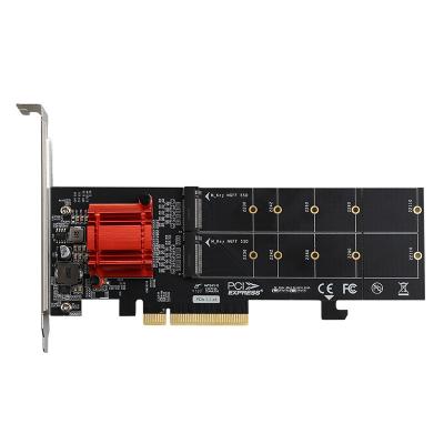 China PCBA+ Metal SSD NGFF NVMe M.2 M-Key PCIe X16 X8 Expansion Card to Dual to PCI-e Converter for sale