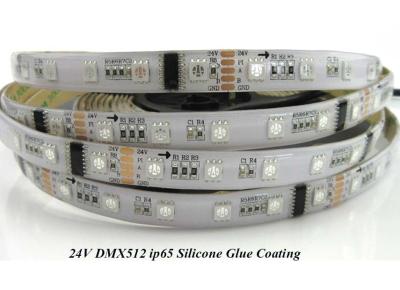 China DMX512 RGB LED Strip light 24V 60LED/meter,IP65 silicone glue coating for sale