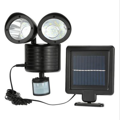 China Activated dual head 22 LED security spotlight Solar powered motion sensor night wall light for outdoor for sale