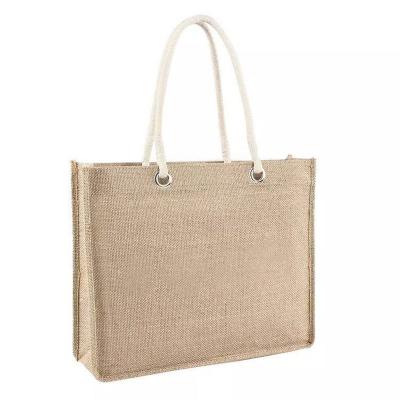 China Custom Printing Eco-Friendly Jute Tote Bag Recycle Foldable Logo Natural Gunny Eco Friendly Printing Shopping Bag for sale