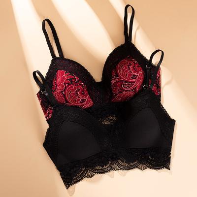 China OEM&ODM M-4XL Madame Lace plus-size breathable custom underwear comfortable underwire free bra for women for sale