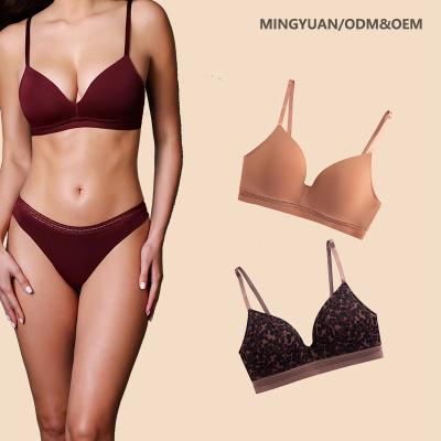 China Factory OEM M-XXXLPlus-size QUICK DRY bra for women leopard print lingerie comfortable ladies' underwear set for sale