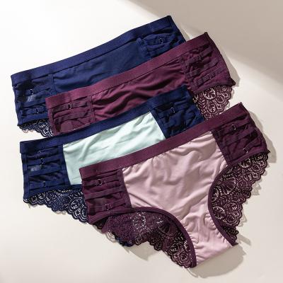 China ODM&OEM breathable S-XXXL plus size for fat women sexy lace panties for ladies hollowed out lace briefs for sale