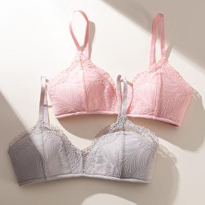 China Breathable soft-cup bra triangle OEM&ODM comfortable underwear for ladiessweet transparent lace bra for sale