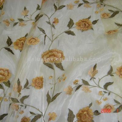 China Floral Jacquard Satin Embroidery Textile Porcelain Curtain Design Pattern Organza Fabric for sale