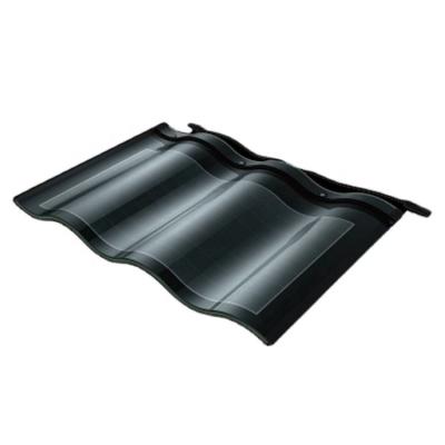 China Home Solar Roof Curve Green Tile 25w Cigs Thin Film Power Generates Double Glass Shingle Panel Bipv Solar Roof Tiles Package for sale