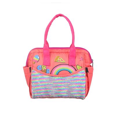 China Mermaid Nylon Lunch Bag For Girls With Rainbow DIY Sequin Rainbow Insulated Glitter Lunch Box Tote Bag for sale