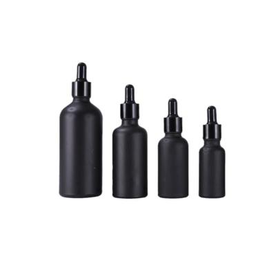 China High Quality Personal Care Low Price Cylinder Black 5ml 10ml 15ml 20ml 30ml 50ml 100ml Essential Oil Frosted Glass Dropper Bottle for sale