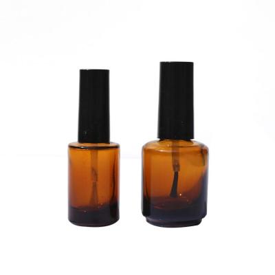 China Wholesale 7Ml 10Ml 15Ml Running Empty Circle Personal Care Round Amber Nail Polish Bottle With Clear Glass Brush for sale