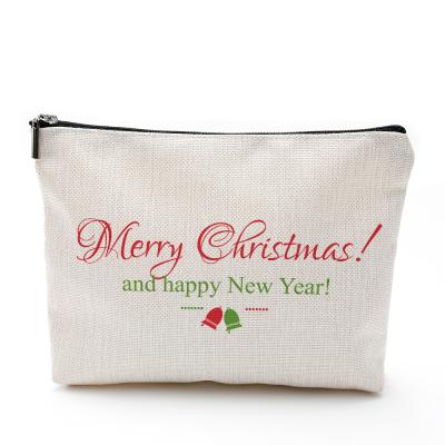 China Durable Custom Portable Waterproof Cotton And Canvas Christmas Toiletries Travel Zipper Cosmetic Bag for sale