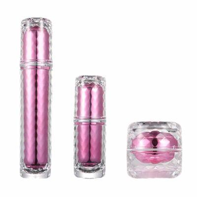 China BEAUTY PACKAGING Empty Fashionable Luxury Acrylic Set Custom Jars Frosted Bottle With Cap Skin Care Packaging Bottles for sale