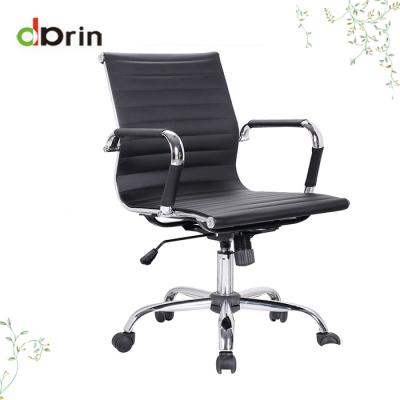 China Wholesale Black Leather Executive Chair Swivel Home Office Chair With Middle Back for sale