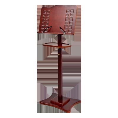 China Playing Music floor type adjustable height with tray music stand, floor reading stand, red color bamboo music stand for sale