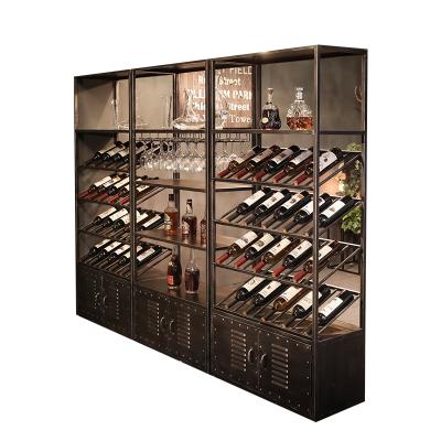 China Shopping Mall Wine Display Cabinet Shelf Wine Glass Storage Rack Liquor Display Furniture for sale