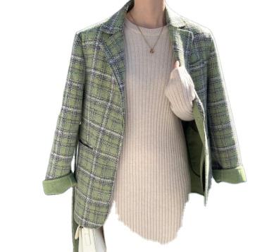 China Clothing Factory New Plaid Breathable Long Belt Women's Double-Sided Woolen Coat for sale