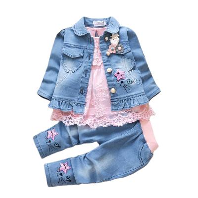 China Factory direct sale denim soft spring casual wear three piece baby spring for sale