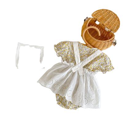 China 2021 Anti-static summer baby flower factory direct sale ha dress suspender broken skirt suit for sale