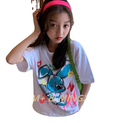 China Factory direct sale anti-pilling new 2021 summer style cartoon Korean loose foreign top for sale