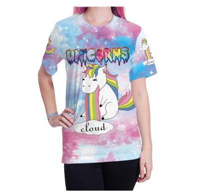 China Anti-wrinkle European cute unicorn little new digital printing short sleeve T-shirt and American for sale